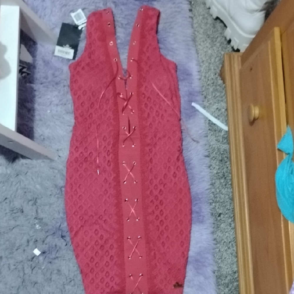 Elegant Pink Lace-Up Dress